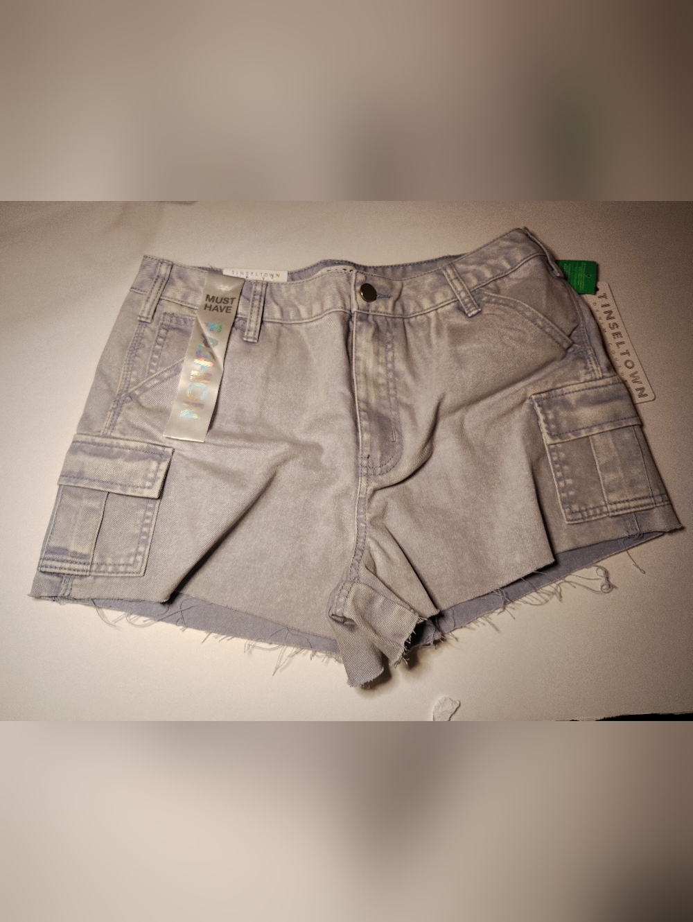 Francesca's Light Blue  Frayed Denim Shorts - Picture 2 of 8